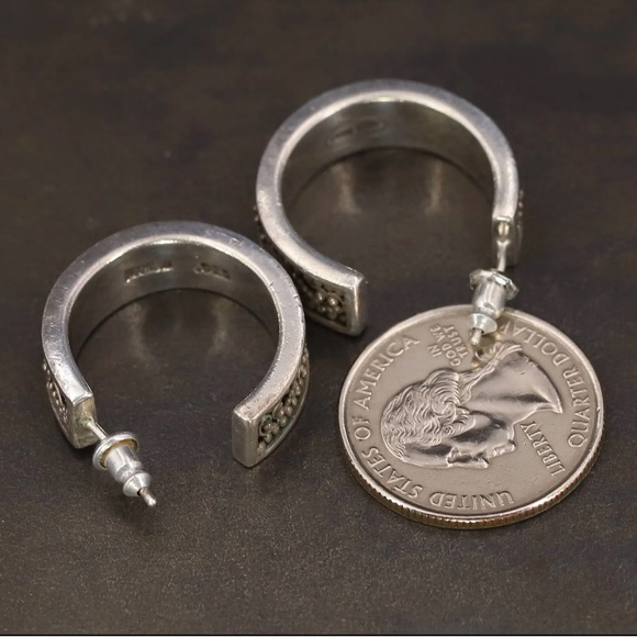 Lois Hill Sterling Pebbled Cluster J-Hoop Earrings - Picture 6 of 6